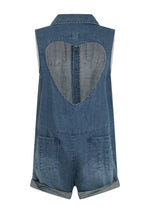 Load image into Gallery viewer, Braxton Mini Hemp Heart Cutout Denim Jumpsuit - Faded Blue