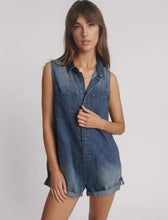 Load image into Gallery viewer, Braxton Mini Hemp Heart Cutout Denim Jumpsuit - Faded Blue