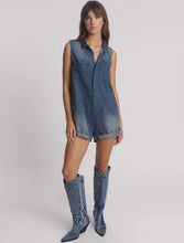 Load image into Gallery viewer, Braxton Mini Hemp Heart Cutout Denim Jumpsuit - Faded Blue