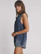 Load image into Gallery viewer, Braxton Mini Hemp Heart Cutout Denim Jumpsuit - Faded Blue