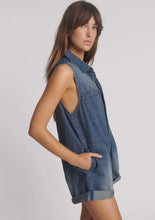 Load image into Gallery viewer, Braxton Mini Hemp Heart Cutout Denim Jumpsuit - Faded Blue