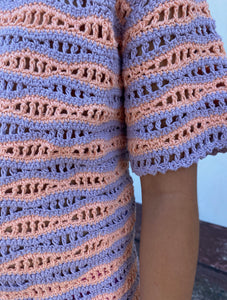 Wavy Crochet Dress - Lavender/Peach