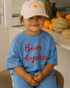 Buon Appetito Mid Sleeve Tee Terry Towel Pool Blue