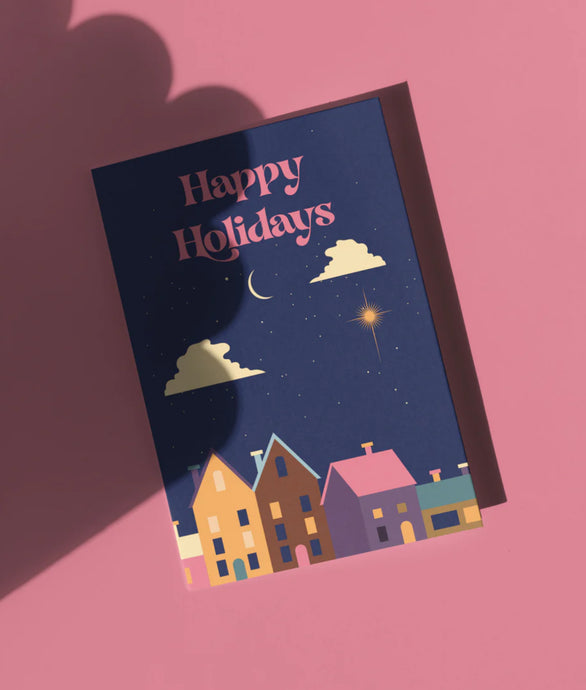Starry Holiday Village Greeting Card