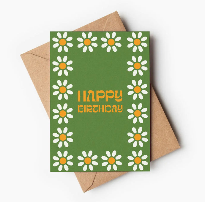 Happy Birthday Daisy Border Greeting Card