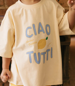 Ciao Tutti Limone Mid Sleeve Tee - Vanilla Parfait