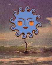 Load image into Gallery viewer, Sun Face Cerulean Blue Sticker
