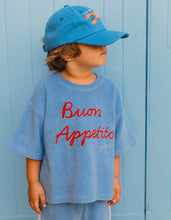 Load image into Gallery viewer, Buon Appetito Mid Sleeve Tee Terry Towel Pool Blue
