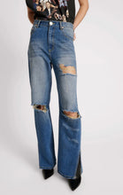 Load image into Gallery viewer, Billie Low Slung Straight Leg Mid Waist Denim Jeans - Shredded Gold