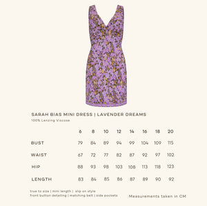 Sarah Bias Mini Dress - Lavender Dreams