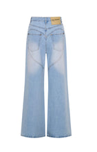 Load image into Gallery viewer, Love Machines Mid Waist Super Wide Leg Denim Jeans - Blue Heart