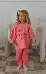 Strawberry Cake Wide Leg Pants Terry Towel - Meringue Pink / Napoli