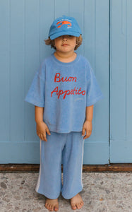 Buon Appetito Mid Sleeve Tee Terry Towel Pool Blue