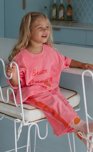 Strawberry Cake Wide Leg Pants Terry Towel - Meringue Pink / Napoli