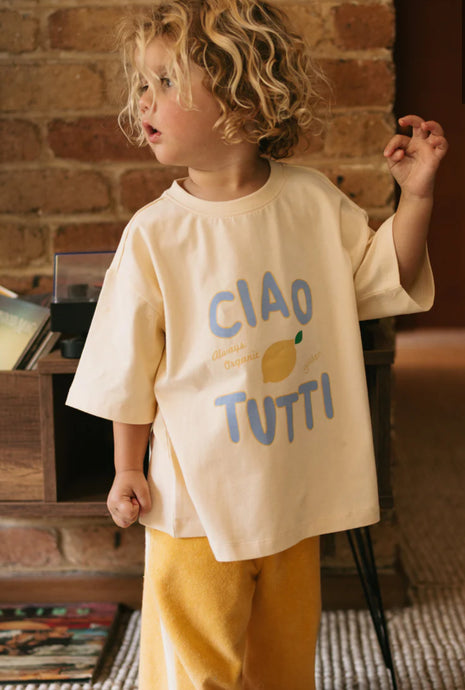 Ciao Tutti Limone Mid Sleeve Tee - Vanilla Parfait