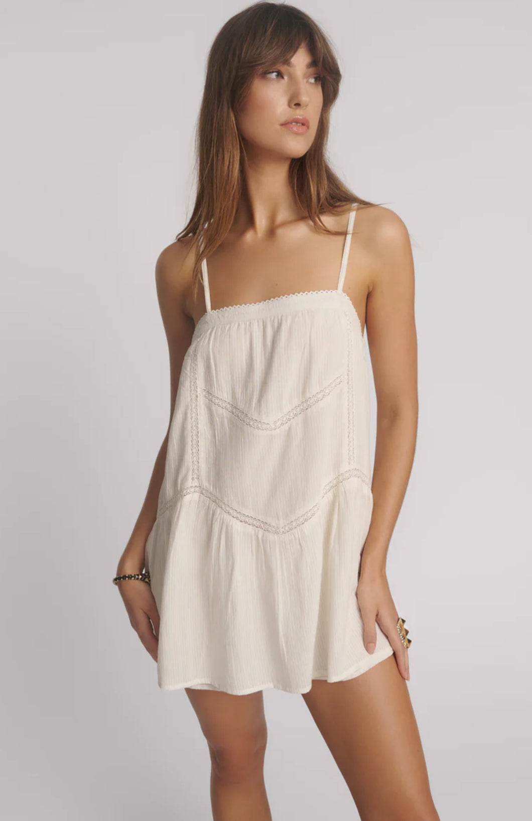 Alana Cotton Slip Mini Dress - Blue White