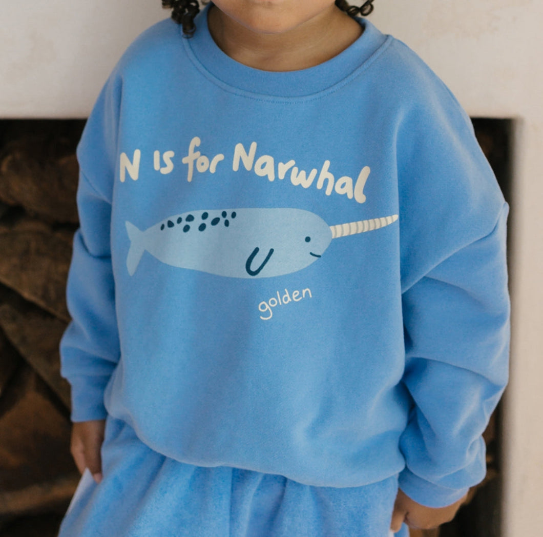 Narwhal Sweater Pool Blue