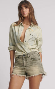 Truckers Mid Waist Relaxed Denim Shorts - Burnt Khaki