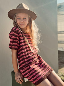 Wavy Crochet Dress - Pink/Brown