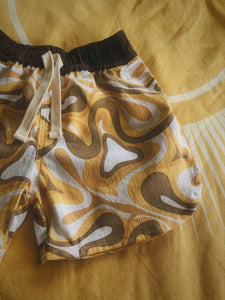 Good Vibration Shorts - Retro Warp Golden
