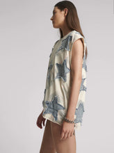 Load image into Gallery viewer, Denim Star Tie Dye Oversized Tank Top - Ivory / Blue