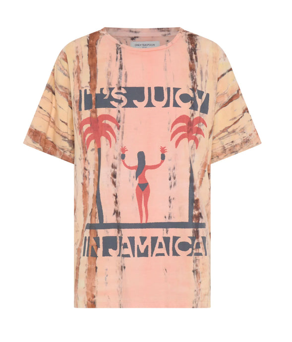 Its Juicy In Jamaica Boyfriend Tee - Peach