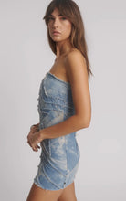 Load image into Gallery viewer, Strapless Tube Star Denim Mini Dress - Blue Halo