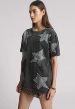 Load image into Gallery viewer, Denim Star Hand Embellished Boyfriend Tee - Charcoal