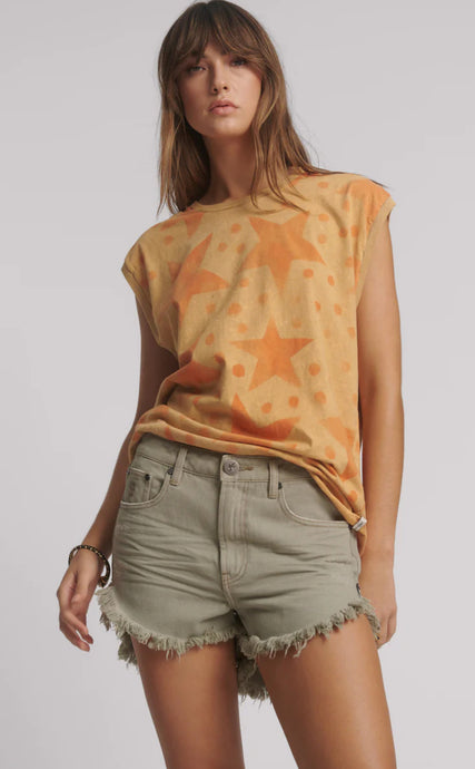 Outlaws Mid Waist Mid Length Denim Shorts - Faded Khaki