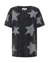 Load image into Gallery viewer, Denim Star Hand Embellished Boyfriend Tee - Charcoal