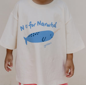 Narwhal Mid Sleeve Tee - Buttercream