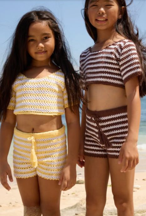 Crochet Stripes Set - Yellow/White