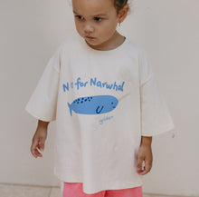 Load image into Gallery viewer, Narwhal Mid Sleeve Tee - Buttercream