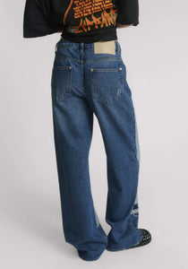 Jackson Mid Waist Wide Leg Denim Jeans - Blue Thunder