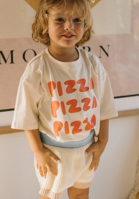 Pizza Mid Sleeve Tee - Eggnog