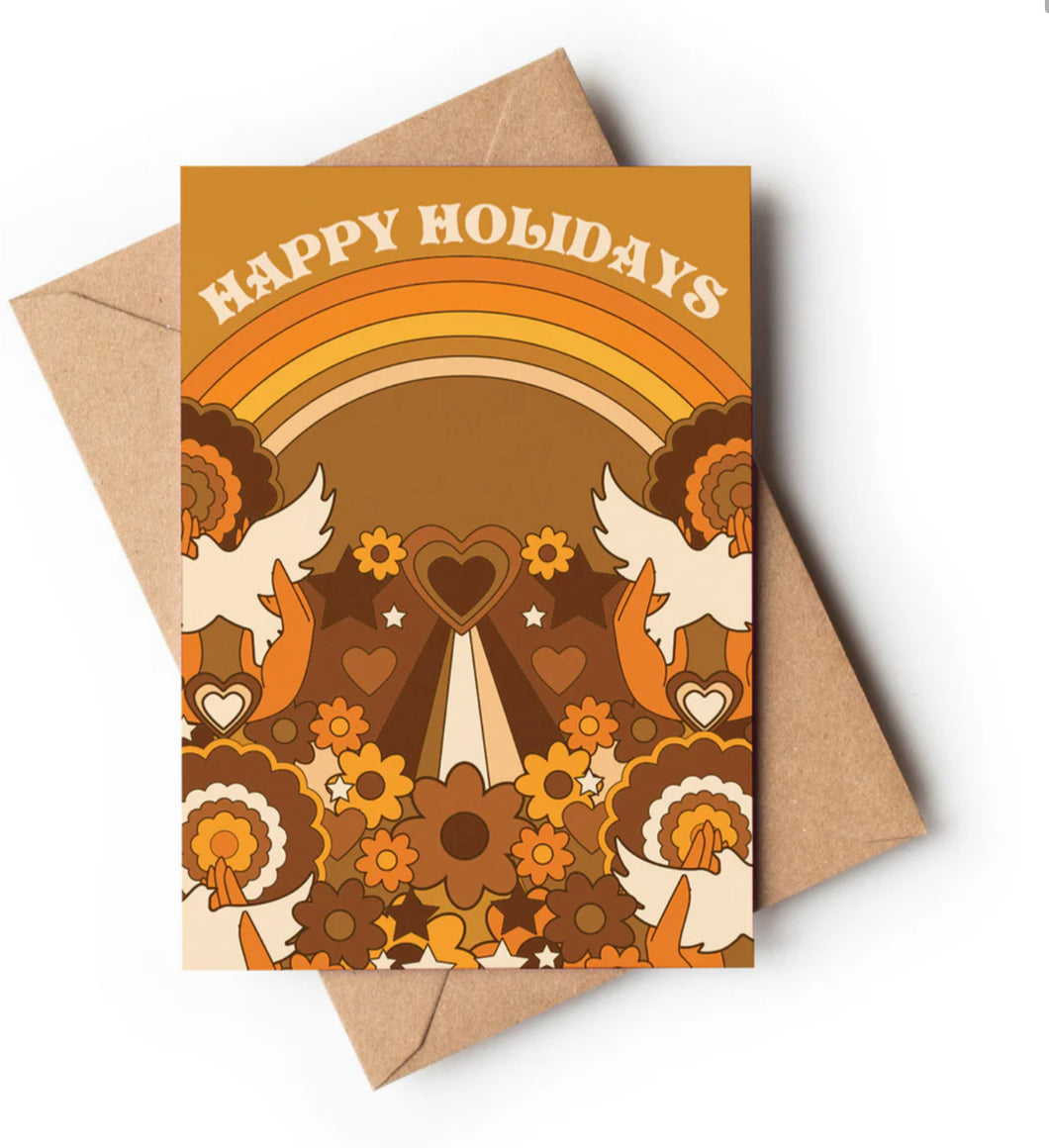 Happy Holidays Greeting Card ~ Vintage Gold