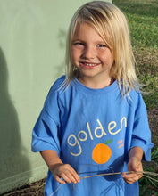 Load image into Gallery viewer, Golden Logo Mid Sleeve Tee - Pool Blue