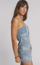 Load image into Gallery viewer, Strapless Tube Star Denim Mini Dress - Blue Halo