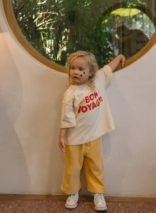 Bon Voyage Mid Sleeve Tee - Vanilla Parfait