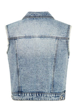 Load image into Gallery viewer, Cropped Denim Trucker Denim Vest - Acid Blue
