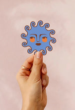 Load image into Gallery viewer, Sun Face Cerulean Blue Sticker