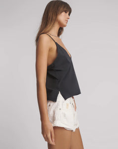 Deep V Front Singlet - Black