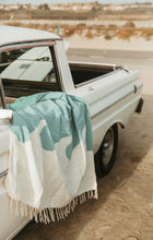 Load image into Gallery viewer, Las Olas Mexican Blanket - Mint Ocean Blue Wave Design