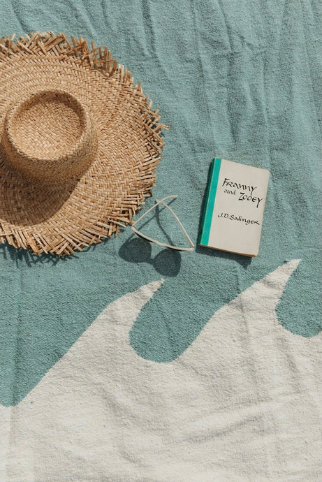Las Olas Mexican Blanket - Mint Ocean Blue Wave Design