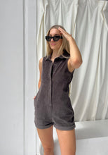 Load image into Gallery viewer, Charcoal Cord Romper
