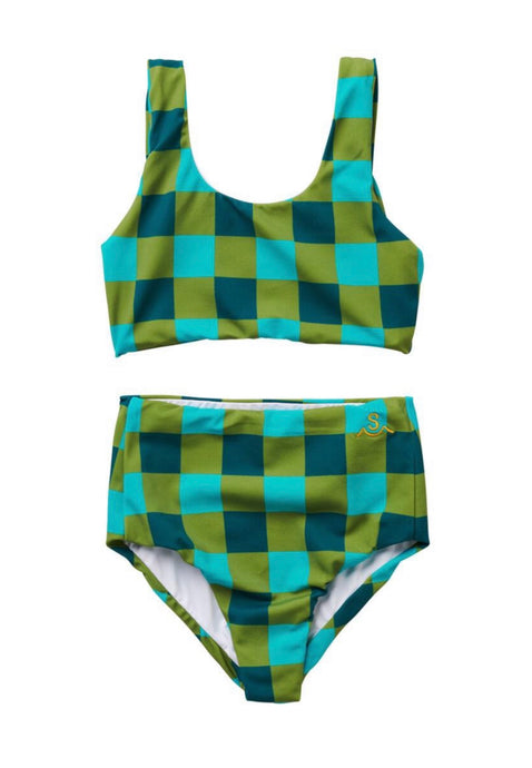 Seaside Gingham Sea Moss - Two Piece Swimsuit
