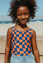 Load image into Gallery viewer, Wavy Checks Swimsuit - Navy (Pre-Order)