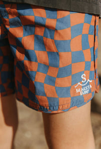 Wavy Checks Boardshorts - Navy