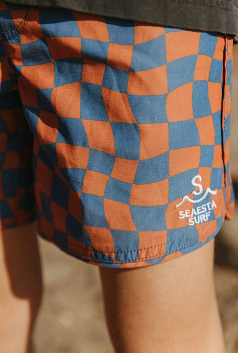 Wavy Checks Boardshorts - Navy