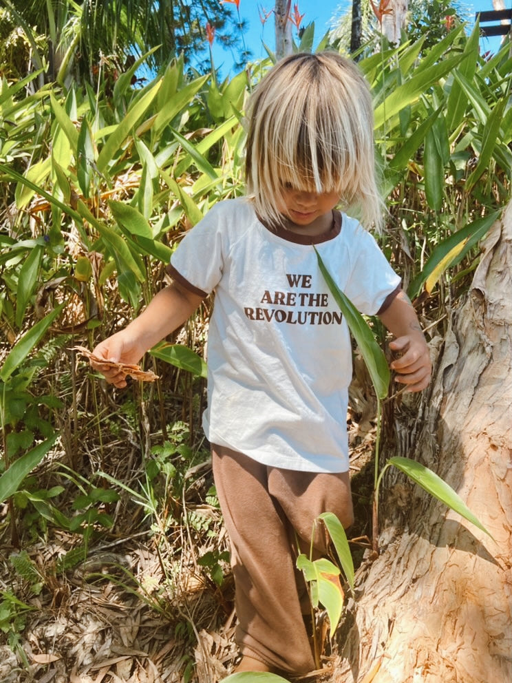 We Are The Revolution Tee - White/Brown (Organic)